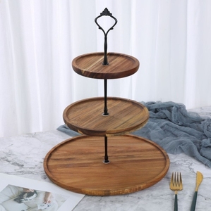 Düğün ve doğum günleri için çok katmanlı klasik ahşap kek standı üç katmanlı teşhir tepsisi mutfak aksesuarı - Product Image 5