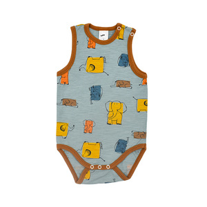 Ropa infantil de verano para niños y niñas, chaleco sin mangas para bebés, pelele triangular, traje para gatear, diseño estampado de talla grande para extranjeros - Product Image 1