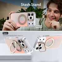 Coque de téléphone à dégradé laser avec support d'objectif pour iPhone 17 Pro Max, support magnétique en anneau, coque arrière de luxe pour iPhone et Samsung