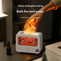 Portable Retro 260Ml Mini Cheminée Humidificateur Led 3D Flamme Aroma Diffuseur Avec Nature Sound