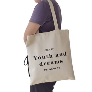 Wholesale Reusable canvas bag Custom Logo Printed Cotton Cloth Ladies fashion Shopping Bag Canvas Tote Bags