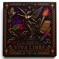 Moneta Commemorativa con Angelo della Libertà Alato, Torcia a Catena Spezzata e Voluta, 1oz .999 Rame, Moneta a Rilievo con Confezione Regalo