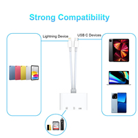 Lector de Tarjetas de Memoria OTG Inteligente 3 en 1 con Conectores Dobles USB Tipo C para Tarjetas SD y TF Color Blanco