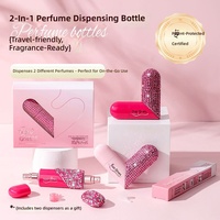 Mini flacon de parfum transfrontalier incrusté de diamants, 2-en-1, en forme de cœur, cadeau de fête, approuvé par les influenceurs, échantillon de voyage rechargeable