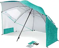 مظلة الشاطئ, مظلة قابلة للطي في الهواء الطلق خيمة الشاطئ-SPF50 + الحماية من الشمس مظلة طاولة مقاومة للرياح مع خيمة