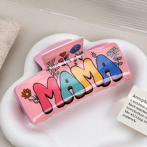 Pince à cheveux carrée en acrylique colorée motif floral arc-en-ciel pour femme, grande pince à cheveux pour cheveux épais, accessoires de mariée - Product Image 4