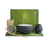 Service à Thé Matcha Style Japandi avec Fouet en Bambou et Brosse, Emballage Boîte Couleur, Outils à Matcha avec Coffret Cadeau