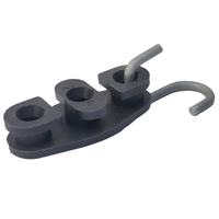 Pince de tension réglable en plastique PA66+SS avec crochet en S noir pour câble FTTH, support de câble, fixation pour ligne aérienne, installation de câble de descente