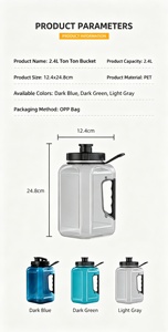 Botella de Agua Deportiva Reutilizable de Gran Capacidad (2.4L), Ecológica, con Tapa y Pajitas, para Senderismo y Camping, Libre de BPA, en Oferta - Product Image 4