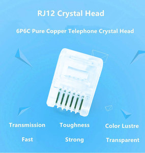 Mạ Vàng Pha Lê đầu cắm 6P4C mạng RJ 12 điện thoại nam Modular Cáp cắm RJ11 RJ12 6P6C kết nối - Product Image 6