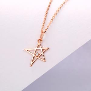 Pendentif étoile à cinq branches 14K collier en or, bijoux en or pur rose rose pendentif sur <span class=keywords><strong>le</strong></span> thème - Product Image 4