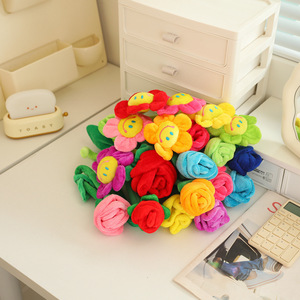 Juguete de Peluche de Girasol Sonriente de Simulación Colorido, Ramo de Flores de Tela, Decoración para el Hogar y Fiestas, Varios Tamaños - Product Image 3