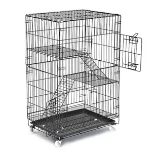 Trasportino Pieghevole in Metallo a 2 Porte per Cani, Gatti e Uccelli, Robusto e Resistente - Product Image 3