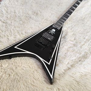 Chitarra Elettrica <span class=keywords><strong>Explorer</strong></span> Stile ESP con Striscia Nera, Doppio Tremolo e Pickup EMG, Forma Personalizzata a Teschio - Product Image 6