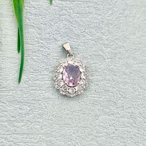 Colgante de Diamante con Corte Ovalado en Plata para Mujer, Joyería de Uso Diario, Forma de Lágrima, Piedra de Zirconia, Elegante y a la Moda - Product Image 3