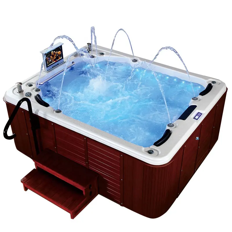Baiyao Factory Wholesale Acrylic Spa Hot Tub 5 Person Outdoor Hydrorelax Whirlpool Massage With TV Music Blue Tooth Pool Spas