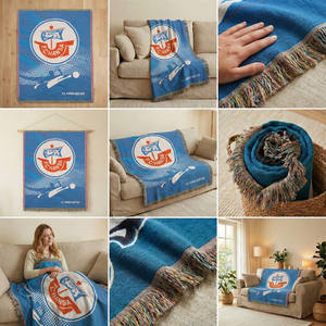 Couverture en polaire tissée personnalisée pour équipe sportive, souvenir, <span class=keywords><strong>tapisserie</strong></span> avec logo d'usine, cadeau promotionnel pour équipe de football - Product Image 2