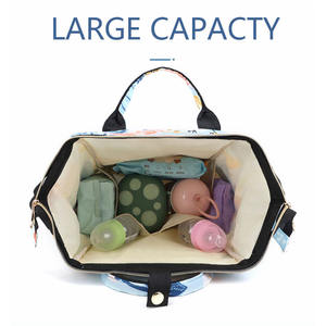 Venta al por mayor a la moda logotipo personalizado impermeable de gran capacidad multifuncional cuidado <span class=keywords><strong>del</strong></span> bebé mamá bebé bolsas de pañales mochila para mamá - Product Image 4