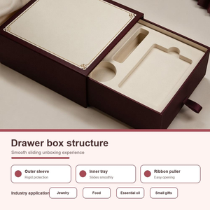 Boîte cadeau à tiroir coulissant rigide, boîte d'emballage en papier multi-usages, boîte cadeau de luxe avec logo personnalisé pour bijoux, parfums, bougies - Product Image 2