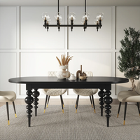Ensemble de tables à manger ovales extensibles NOVA Black Mid Century pour 4 à 8 personnes, en bois massif, pliantes, pour hôtel.