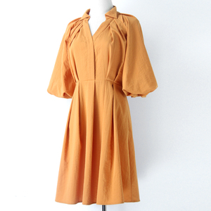 Yindian Venta caliente con cuello en V de cintura alta falda puff mangas casual tela de <span class=keywords><strong>mujer</strong></span> vestido de verano - Product Image 1