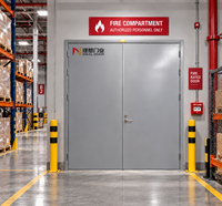 Porte coupe-feu double en acier sur mesure pour entrepôt, couloir d'escalier et salle d'équipement