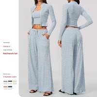 ARCHNANO Ensemble de 3 pièces pour femmes, tenues de Pilates rayées, vêtements de yoga, vêtements de sport, tenue de gym rayée, vêtements de sport actifs, logo personnalisé
