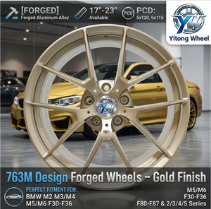 Rines de Aleación Forjados en Oro, Diseño de Cinco Radios 763M, 17-23 Pulgadas, 5x120/5x112/5x115 para <span class=keywords><strong>Serie</strong></span> 2/<span class=keywords><strong>3</strong></span>/4/5, M2, M3/M4/M5/M6, F30-F36, F80-F87 - Product Image 1