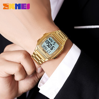 Jam Tangan Digital Muslim SKMEI 2240 Tali Baja Anti Karat Pengingat Adzan Penunjuk Kiblat Kalender Hijriah Lampu EL