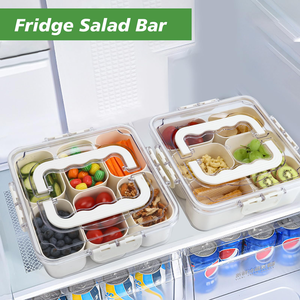 Stackable Portable 6 Compartment <b>Plastic</b> <b>Clear</b> Snack Box Refrigerator Freshness Food Storage Bin - Product Image 5