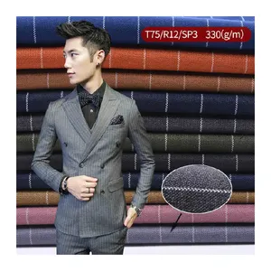 2024 New Design 75T 22R 3Sp 330gsm WovenTwill TR Stretchable Fabric For Suit Overcoat Trousers