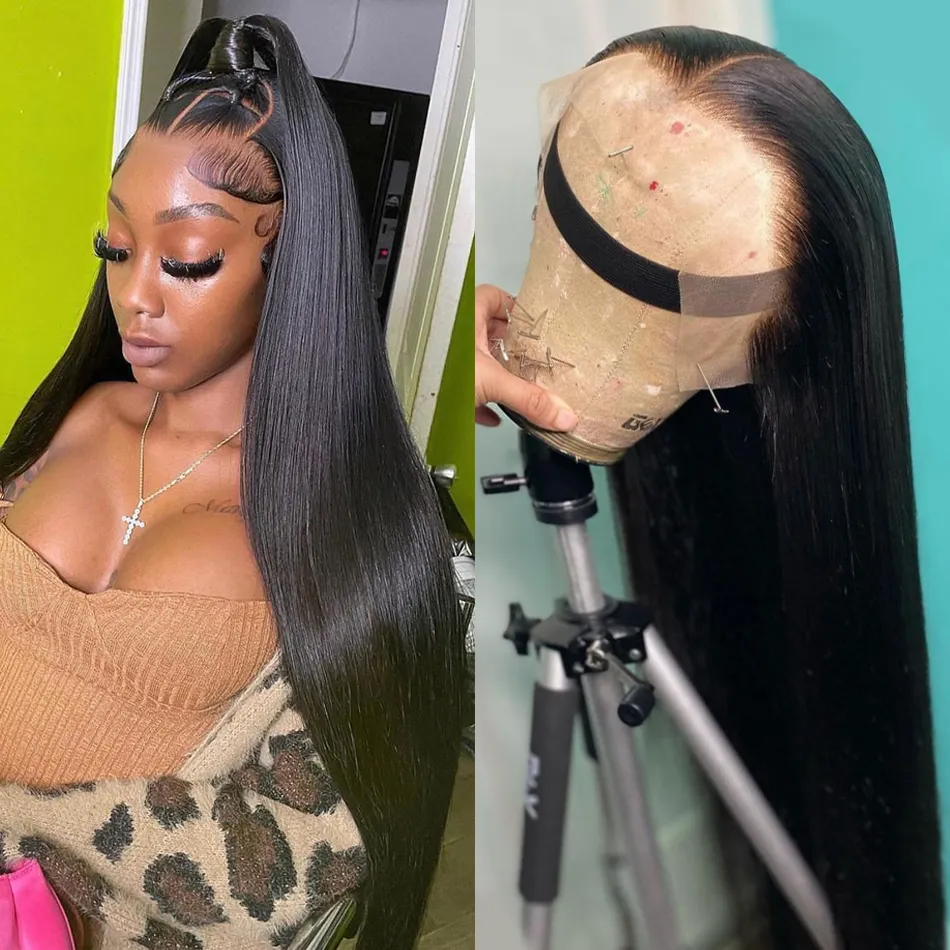 Quality Vendors hd lace frontal wig raw indian hair,Glueless Wigs human hair,13x6 hd human hair lace front wig for black women