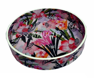 Hấp dẫn màu hồng hoa tròn <span class=keywords><strong>MDF</strong></span> khay sơn in nhiều màu | thực phẩm trang trí phục vụ khay gỗ Đồ dùng nhà bếp - Product Image 1