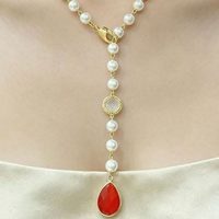 FM-HDN2323 Collier avec pendentif en forme de larme de couleur élégante, collier avec breloque en forme de cœur plaqué or, collier à fermoir pour femme