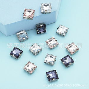 Strass carrés en verre à griffes 12 mm Blanc Rose Orchidée pour accessoires de bijoux DIY et décorations vestimentaires - Product Image 3