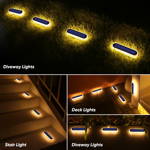 Lot de <span class=keywords><strong>4</strong></span> lampes solaires étanches IP68, lampes solaires LED pour marches, marche automatique marche/arrêt, lampes d'extérieur pour marches, couloir, chemin, porte, <span class=keywords><strong>garage</strong></span> - Product Image 2