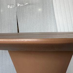 Mesas de Comedor Modernas de Estilo Simple, Redondas, Marrones, con Revestimiento de Hormigón Liso y Marco de Madera para Restaurante - Product Image 3