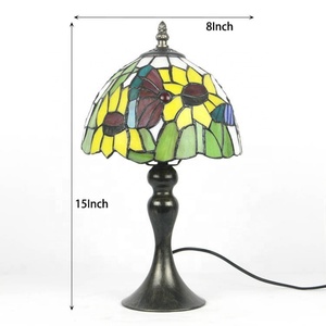 LongHuiJing 8 Inch for Style Butterfly Dome Stained Glass LED Lamp Zinc Alloy Base AC Powered Simple Eco-Friendly - Product Image 5