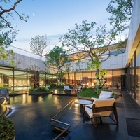 Ensemble de canapés modernes en alliage d'aluminium résistant aux intempéries pour villa, cour, terrasse, hôtel, gîte, complexe hôtelier, parc de loisirs et salle à manger