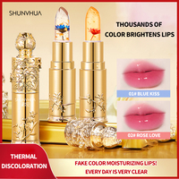 Vente en Gros Baume à Lèvres Vegan Longue Durée 2 Couleurs Fleur Maquillage Température Magique Rouge à Lèvres Changement de Couleur Rouge à Lèvres