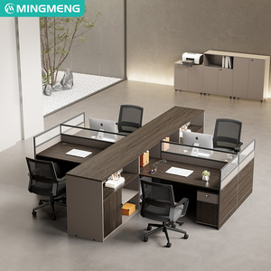 Combinación de escritorio y silla para tres a diez empleados, escritorio para empleados con gabinete con pantalla, estación de trabajo minimalista para oficina. - Product Image 3