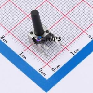 TS66145ZJ 022 Tactile Switch Bent Lead Through Hole-4P,7.3x6.1mm Single Pole Single Throw Round Button 2.5N Right Angle Insert - Product Image 1