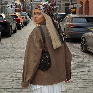 Atacado Vintage lapela camurça jaqueta Eco-Friendly cintura Cinching lisonjeiro queda Novo - Product Image 3