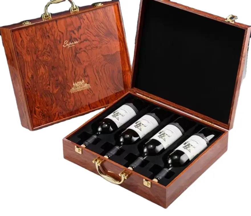 Lacquered Solid wood box red wine packaging universal gift box single or double gift box