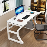 AILICHEN Bureau d'ordinateur élargi et renforcé bureau à domicile bureau simple cadre blanc + noir