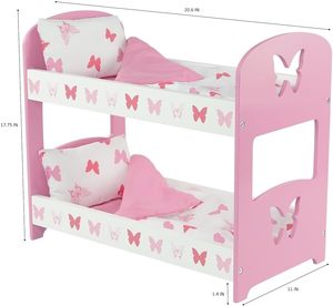 Meubles éducatifs de <span class=keywords><strong>poupée</strong></span> en bois de <span class=keywords><strong>18</strong></span> <span class=keywords><strong>pouces</strong></span> <span class=keywords><strong>Lit</strong></span> superposé double <span class=keywords><strong>pour</strong></span> <span class=keywords><strong>poupée</strong></span> fille Jouet <span class=keywords><strong>pour</strong></span> jeu imaginatif - Product Image 2