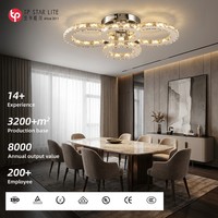 Lustres LED modernes personnalisés en cristal K9 pour salon et chambre à coucher, design anneau de diamant, éclairage de plafond