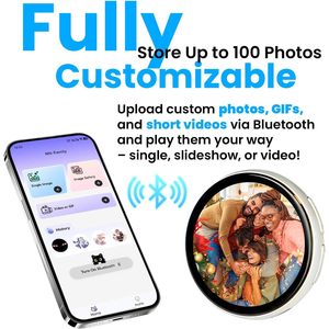 Badge électronique personnalisable avec écran tactile IPS de 1,8 pouces, affichage numérique, broche en alliage de soie avec diaporama photo et vidéo inclus - Product Image 4