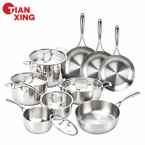 Ensemble de <span class=keywords><strong>casseroles</strong></span> et poêles TIANXING Commercial en acier inoxydable 3 plis, anti-rayures, compatible induction, Juego De Ollas - Product Image 1