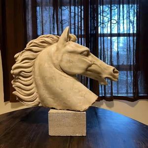 Doğal mermer at kafası hayvan heykel kapalı dekorasyon özelleştirilebilir boyutu renk tarzı - Product Image 6